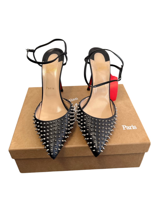 Christian Louboutin Shoe Size 41 Black & Silver Leather Pointed Toe Shoes Black & Silver / 41