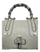 Gucci Light Gray Leather Guccisima Bamboo Turn Lock Satchel Bag Light Gray / L