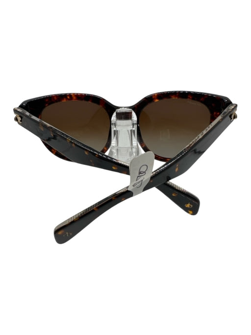 Rag & Bone Brown Print Acetate Tortoiseshell Gold Hardware Polarized Sunglasses Brown Print