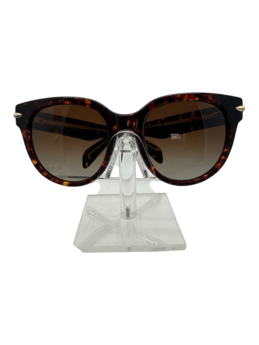 Rag & Bone Brown Print Acetate Tortoiseshell Gold Hardware Polarized Sunglasses Brown Print