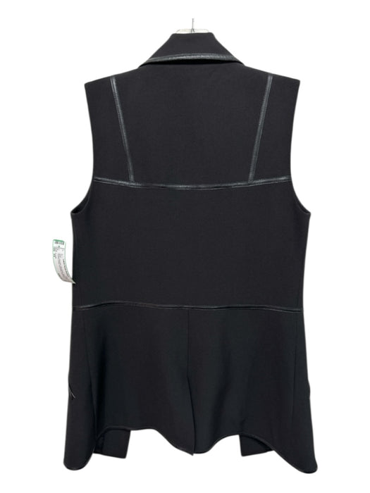 Crosby Size XS Black Polyester Sleeveless Open Front Pleather Detail Vest Black / XS
