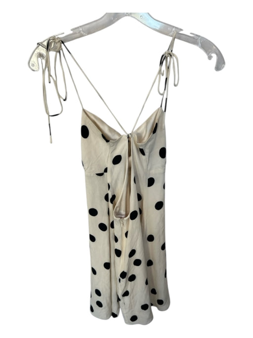LPA Size S Cream & Black Rayon Blend Tie Straps Polka Dot Mini Dress Cream & Black / S