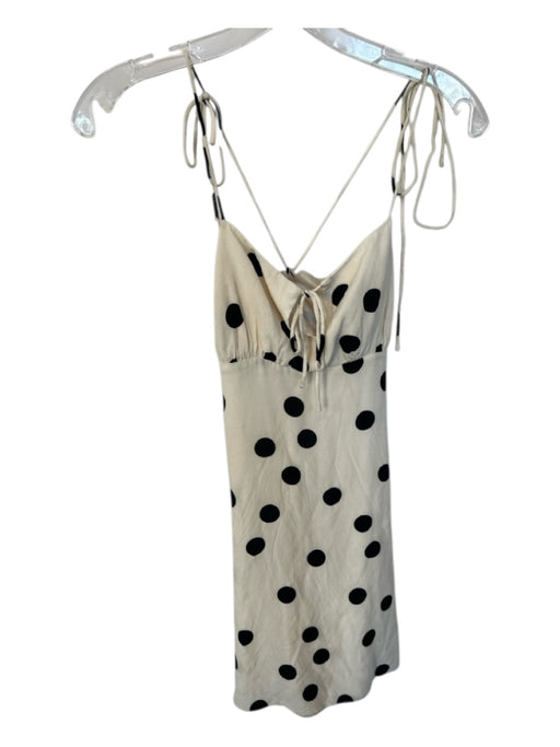 LPA Size S Cream & Black Rayon Blend Tie Straps Polka Dot Mini Dress Cream & Black / S