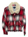 Splendid Size L Red, Black, Cream Cotton Flannel Plaid Faux Fur Collar Jacket Red, Black, Cream / L