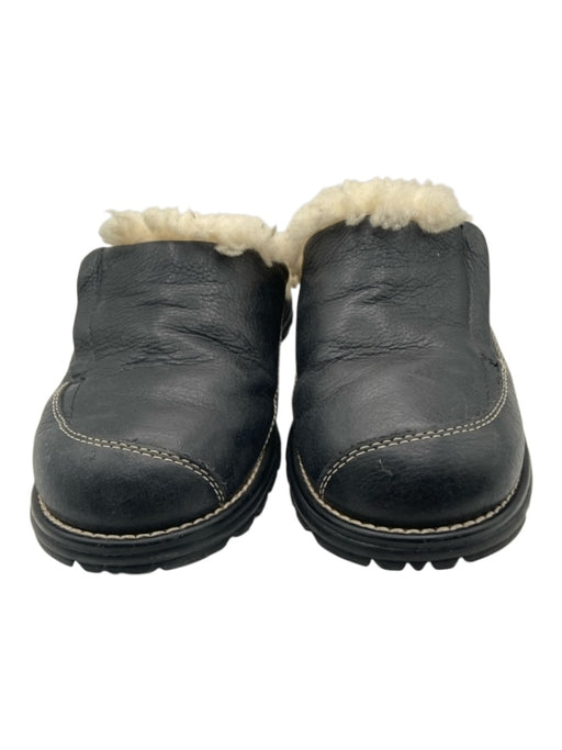 Ugg Australia Shoe Size 7 Black & Cream Leather Shearling Side Zip Slipper Mules Black & Cream / 7