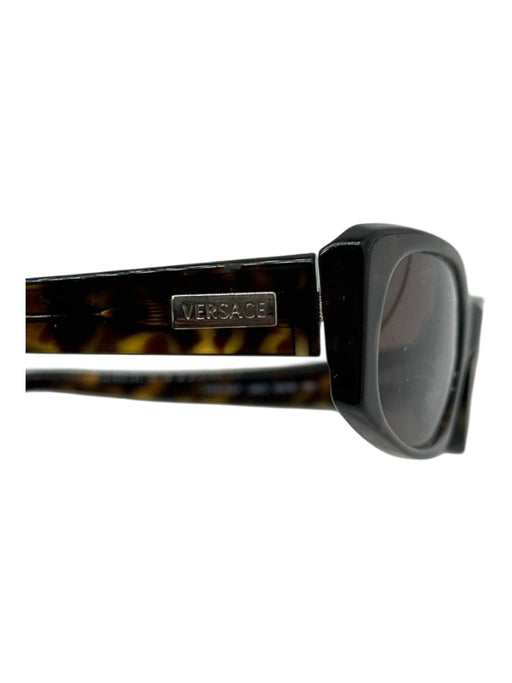 Versace brown multi Acetate Skinny Tortoiseshell Rectangle Sunglasses Brown Multi