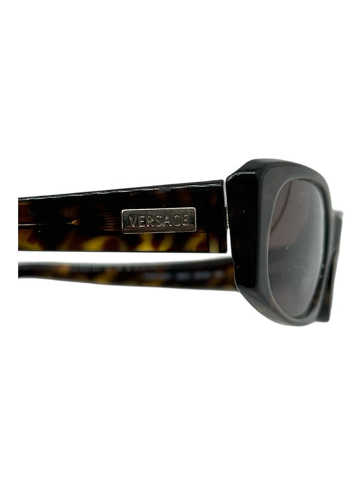 Versace brown multi Acetate Skinny Tortoiseshell Rectangle Sunglasses Brown Multi