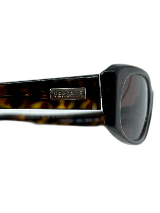 Versace brown multi Acetate Skinny Tortoiseshell Rectangle Sunglasses Brown Multi