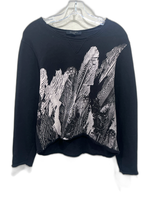 All Saints Size S Black & White Cotton & Modal Abstract Print Sweater Black & White / S