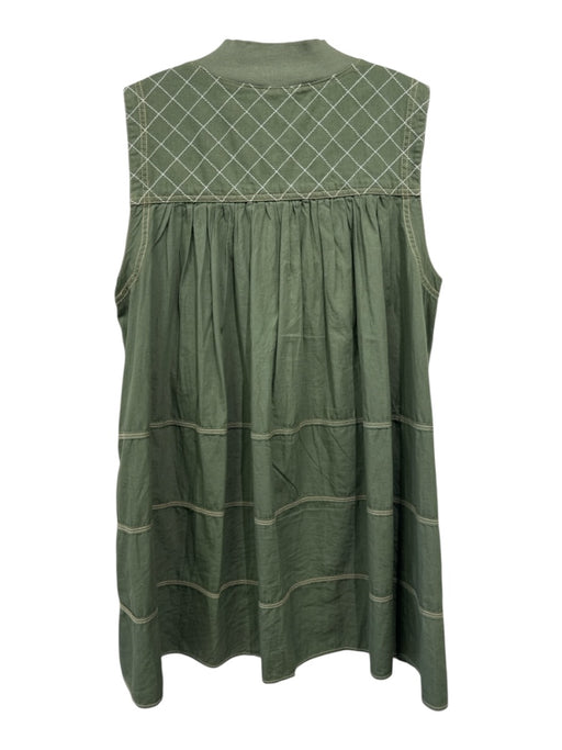 Pilcro Size M Green Cotton Half Zip Sleeveless Contrast Stitching Dress Green / M