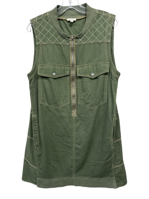 Pilcro Size M Green Cotton Half Zip Sleeveless Contrast Stitching Dress Green / M