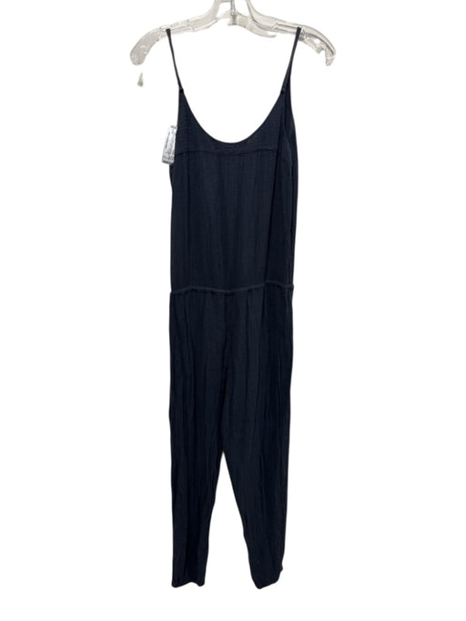 XiRENA Size S Navy Blue Cotton Drawstring Waist Spaghetti Strap Jumpsuit Dress Navy Blue / S