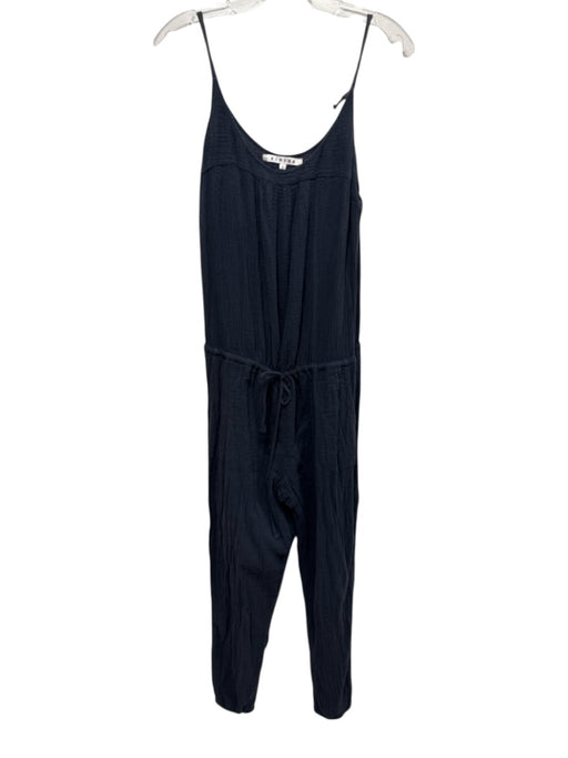 XiRENA Size S Navy Blue Cotton Drawstring Waist Spaghetti Strap Jumpsuit Dress Navy Blue / S