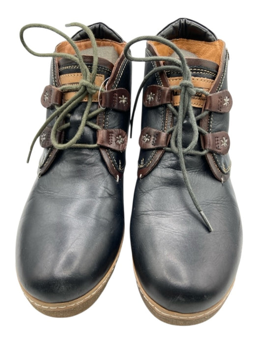 Pikolinos Shoe Size 40 Black & Brown Leather Round Toe lace up Booties Black & Brown / 40