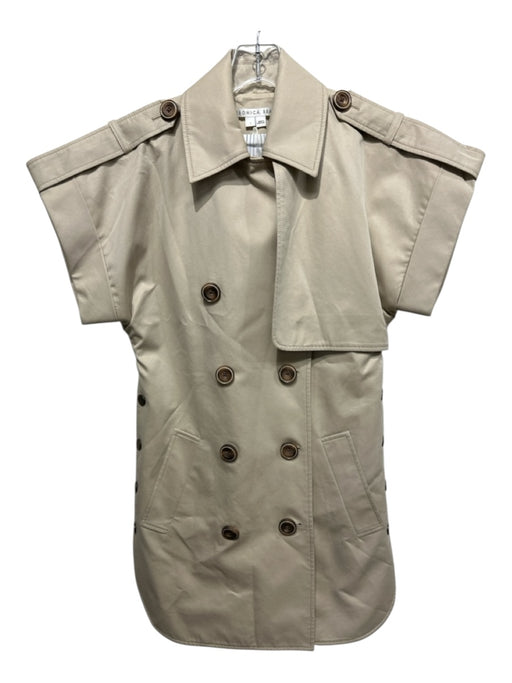 Veronica Beard Size 2 Khaki Beige Cotton Short Sleeve Solid Trench Jacket Khaki Beige / 2
