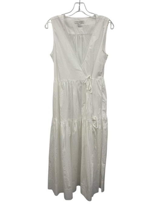 Banana Republic Size XS White Cotton Sleeveless V Neck Tiered Wrap Dress White / XS