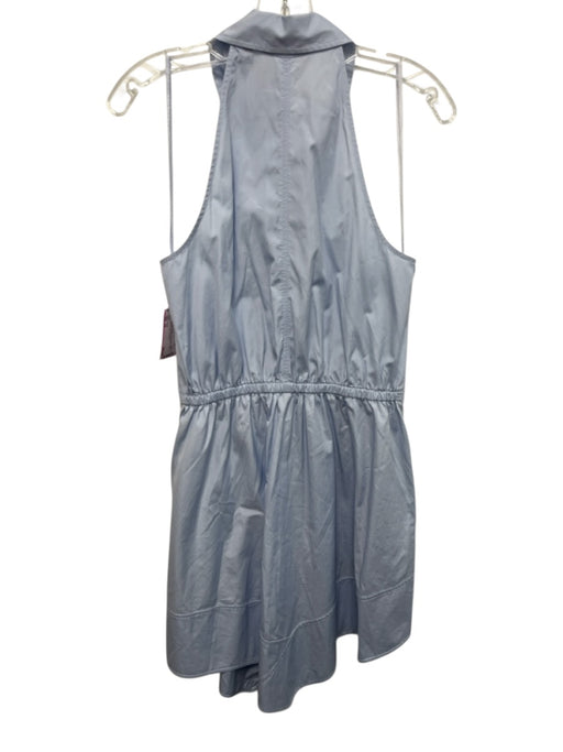 A.L.C. Size 10 Light Blue Cotton Sleeveless Collar Buttons Mini Dress Light Blue / 10