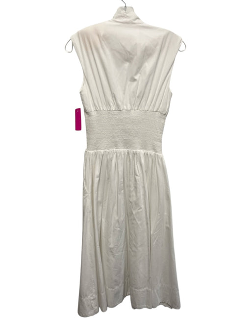 By Anthropologie Size XS White Cotton Sleeveless Smocked Waist Zip Up Midi Dress White / XS