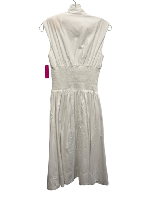 By Anthropologie Size XS White Cotton Sleeveless Smocked Waist Zip Up Midi Dress White / XS