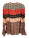 Derek Lam 10 Crosby Size 4 Red, Pink, Black Silk Long Sleeve Abstract Print Top Red, Pink, Black / 4