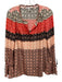 Derek Lam 10 Crosby Size 4 Red, Pink, Black Silk Long Sleeve Abstract Print Top Red, Pink, Black / 4