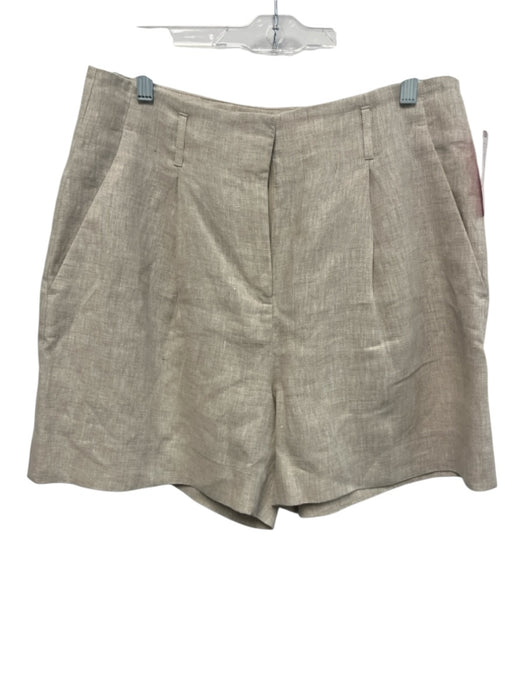 BR Size 10 Beige Linen Zip Fly High Rise Pleat Shorts Beige / 10