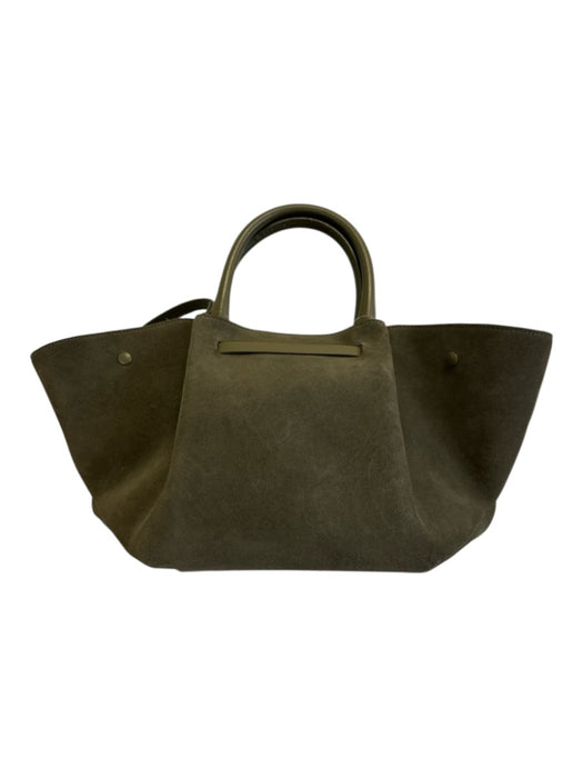 DeMellier Olive Green Suede Magnetic Clasp Top Handles Shoulder Bag Olive Green / S