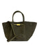 DeMellier Olive Green Suede Magnetic Clasp Top Handles Shoulder Bag Olive Green / S