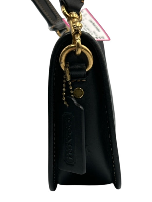 Coach Black Leather Zip Top Crescent Turnlock Shoulder Bag Black / S