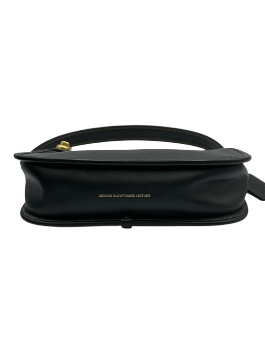 Coach Black Leather Zip Top Crescent Turnlock Shoulder Bag Black / S