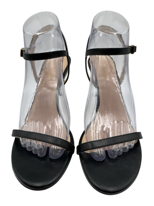 Stuart Weitzman Shoe Size 8.5 Black Leather Ankle Buckle Gold Hardware Sandals Black / 8.5