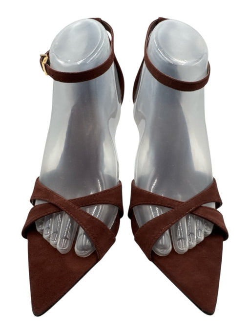 Schutz Shoe Size 9 Brown Suede Pointed Toe Criss Cross Ankle Buckle Sandals Brown / 9