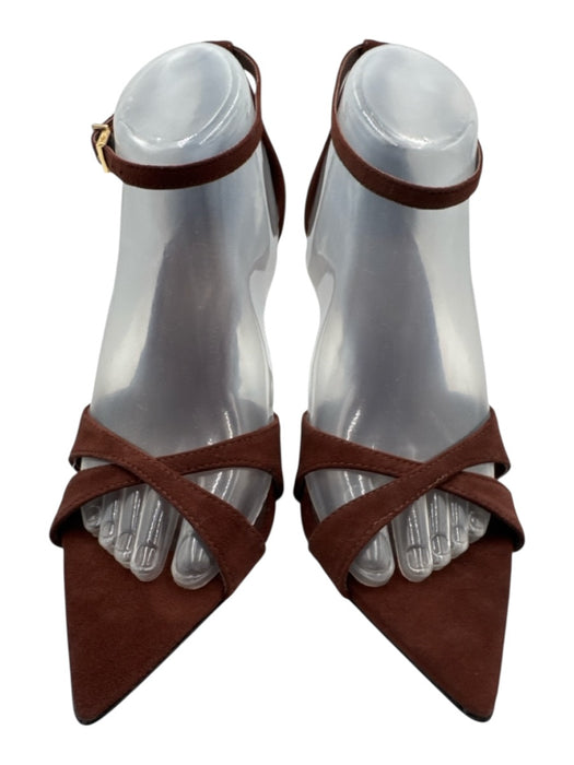Schutz Shoe Size 9 Brown Suede Pointed Toe Criss Cross Ankle Buckle Sandals Brown / 9