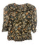 Ulla Johnson Size 6 Black, Green & Multi Print Silk Half Sleeve Floral Top Black, Green & Multi Print / 6