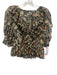 Ulla Johnson Size 6 Black, Green & Multi Print Silk Half Sleeve Floral Top Black, Green & Multi Print / 6