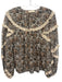 Ulla Johnson Size 4 Brown, cream & black Cotton Blend Long Sleeve Floral Top Brown, cream & black / 4