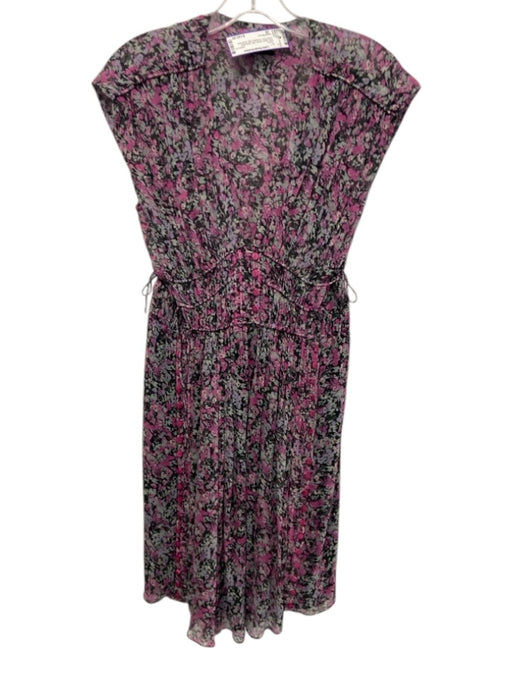 Isabel Marant Size 36 Pink, Black, Green Silk Sleeveless Floral Print Mini Dress Pink, Black, Green / 36