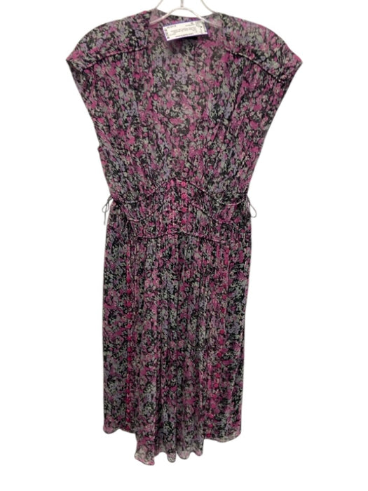 Isabel Marant Size 36 Pink, Black, Green Silk Sleeveless Floral Print Mini Dress Pink, Black, Green / 36