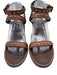 Saint Laurent Shoe Size 39.5 Brown & Brass Leather Block Heel Studded Sandals Brown & Brass / 39.5