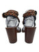 Saint Laurent Shoe Size 39.5 Brown & Brass Leather Block Heel Studded Sandals Brown & Brass / 39.5