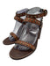Saint Laurent Shoe Size 39.5 Brown & Brass Leather Block Heel Studded Sandals Brown & Brass / 39.5
