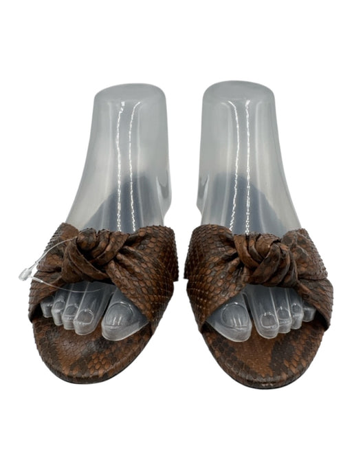 Saint Laurent Shoe Size 39 Black & Brown Python Snakeskin Knotted Slide Flats Black & Brown / 39