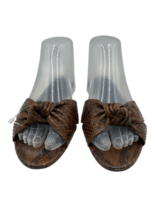 Saint Laurent Shoe Size 39 Black & Brown Python Snakeskin Knotted Slide Flats Black & Brown / 39