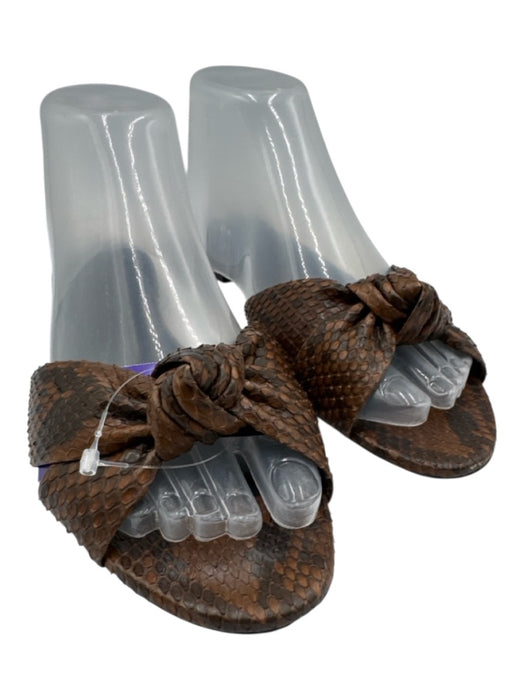 Saint Laurent Shoe Size 39 Black & Brown Python Snakeskin Knotted Slide Flats Black & Brown / 39