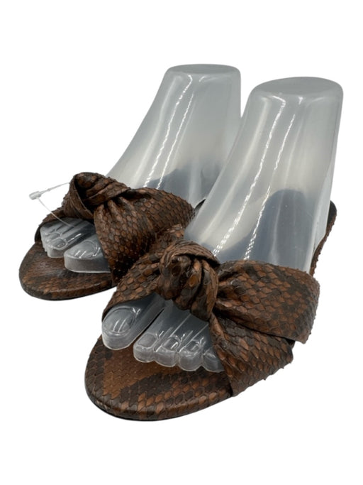 Saint Laurent Shoe Size 39 Black & Brown Python Snakeskin Knotted Slide Flats Black & Brown / 39