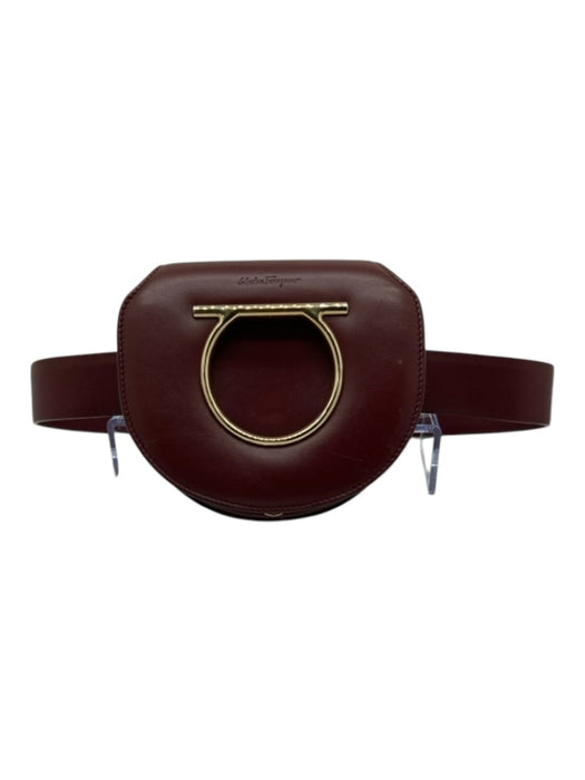 Ferragamo Brown Leather Gold hardware Belt Bag Logo Magnetic Close Bag Brown / S