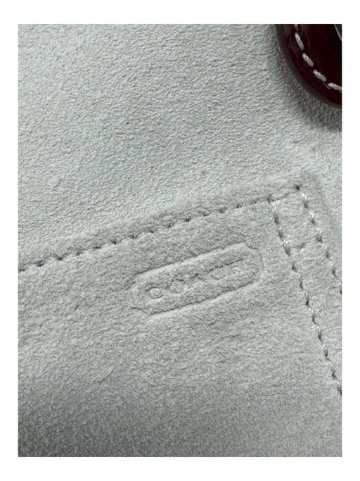 Coach Wine & White Suede & Patent Leather Top Handle Turn Lock Tote Bag Wine & White / Large