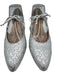 Brunate Shoe Size 39 White & Silver Leather Block Heel Tie Detail Metallic Pumps White & Silver / 39