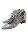 Brunate Shoe Size 39 White & Silver Leather Block Heel Tie Detail Metallic Pumps White & Silver / 39