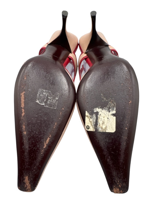 Miu Miu Shoe Size 40 Pink & Red Leather Pointed Toe Kitten Heel Slingback Pumps Pink & Red / 40